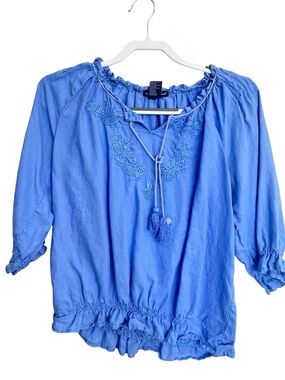 Sunday St. Tropez Linen Top blue sz M